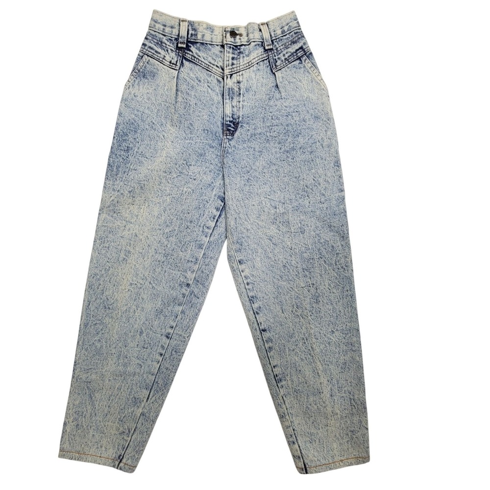 Mulqueen Vintage Acid Wash Jeans Size 9 Made‎ In USA Denim Cotton 100%
